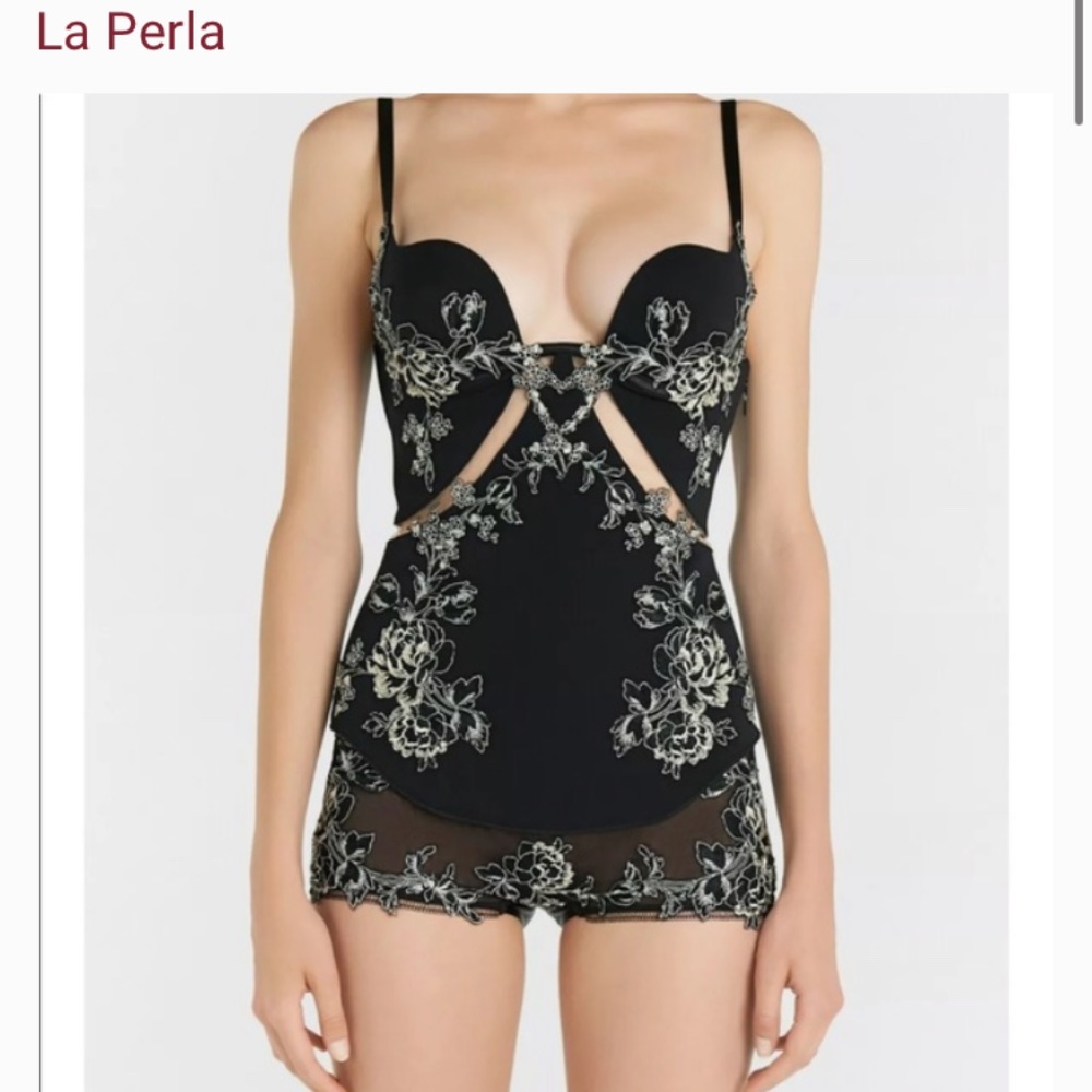 La Perla ~ Peony Silk & Embroidered Lace Corset